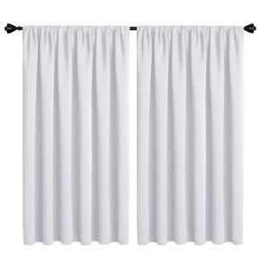 Brand New White Double Layered Rod-Pocket Black Out Two Piece Curtains (52x63)